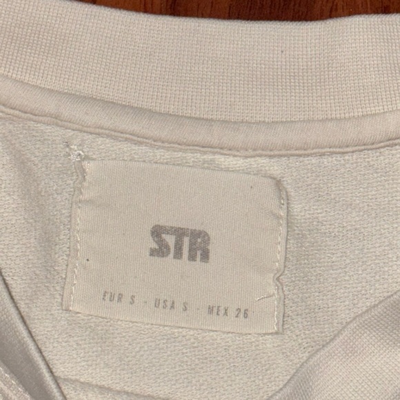 ASOS STR Stradivarius cropped raw hem long sleeve top pullover S oatmeal - Picture 7 of 7